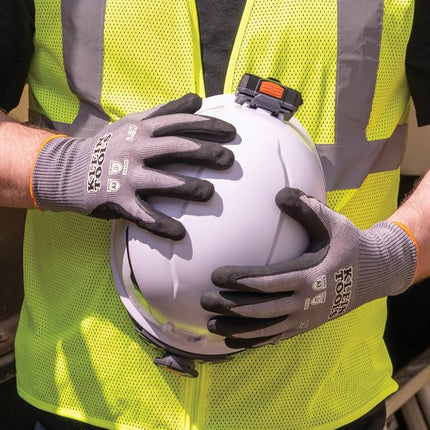 KLEIN TOOLS 60583 Work Gloves, Knit Dipped Cut Resistant ANSI A2 Nitrile Coated Gloves, HPPE Fabric, Touchscreen Capable, Small, 2-Pair