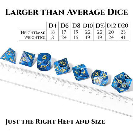 Metal Dice for DND - Ancient Cracked Lightning – Blue Gold Cracks