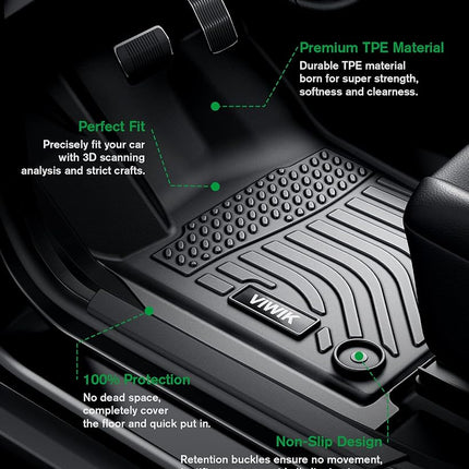 VIWIK Floor Mats for 2020-2023 Corolla Sedan (NOT Fit Hybrid/4 Door Hatchback), Car Mats All Weather Custom Floor Liners Full Set Include 1st and 2nd Row Front & Rear, Automotive Floor Mats TPE Black