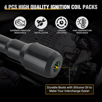 Nilight Ignition Coil Pack Set of 4 Automotive Replacement Ignition Coils Fit for Nissan 2004-2018 07 09 Sentra Altima Rogue Select Urvan Pathfinder NV200 NV350 Cube Versa 2014 2015 Infiniti #OE UF549