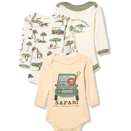 Hudson Baby Unisex - Bodis de algodón de manga larga para bebé, Going on Safari, prematuro, paquete de 3 unidades, prematuro