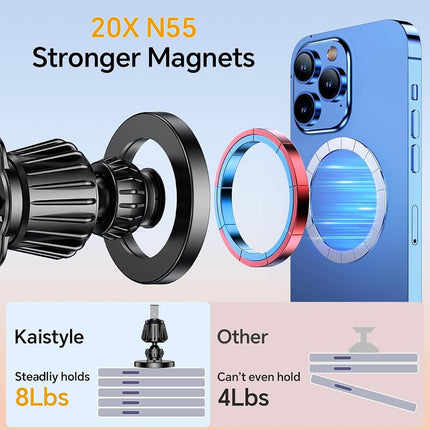 for Magsafe Car Mount Vent【Strong Magnets】Magnetic Phone Holder Car Phone Holder Air Vent Phone Mount【Flexible Positioning】Magnetic Phone Mount for iPhone 17 16 15 14 & MagSafe Case with Metal Ring