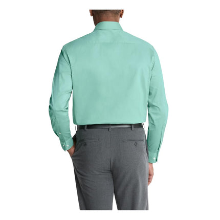 Chemise habillée Van Heusen pour homme coupe classique Everyday Defense Stretch, verte, tour de cou 36-37 cm, longueur de manches 81-84 cm