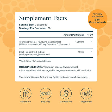 Youtheory Turmeric Extra Strength with Black Pepper (BioPerine) 60 Count (1 Bottle)