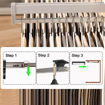 MAFAGE Extendable Clothes Rail for Pull-Out Hangers Adjustable Wardrobe Telescopic Clothes Rail 497 mm White