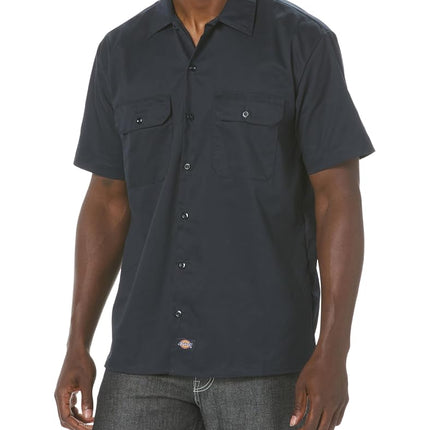 Dickies Mens Flex Relaxed Fit Short Sleeve Work Shirt, Dark Navy, S