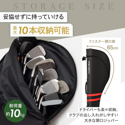 PYKES PEAK Golf Club Case | Sunday Golf Bag | Foldable Design for 47” Clubs | Fits 10 Clubs | Waterproof Pocket | Ideal for Driving Range & Practice | Navy | Designed in Japan