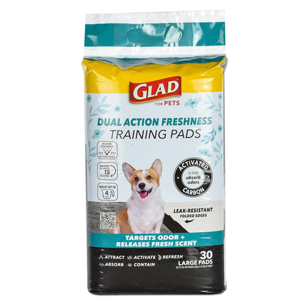 Glad for Pets Dual Action Freshness Activated Carbon Puppy Training Pads with Fragrance Release, Scented Pee Pads, Ultra Absorbent, Odor Control