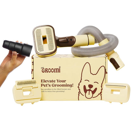 Groomi Vacuum Pet Brush Kit – 3-in-1 Dog & Cat Gro