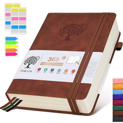 A5 Lined Journal Notebook - 365 Page Leather Journ