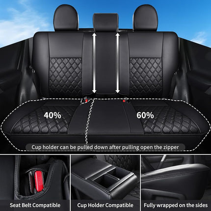 Huidasource Car Seat Covers Fit for Toyota RAV4, Full Coverage Waterproof Leather Seat Cushion Covers Full Set Fit for 2013-2018 Toyota Rav4 XLE LE XLE Premium Limited (Not for Hybrid, Black)