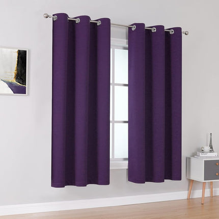 DUALIFE Purple Blackout Curtains for Kitchen Windows, Thermal Insulated Blackout Curtains for Bedroom, 38x45 Inch, Set of 2