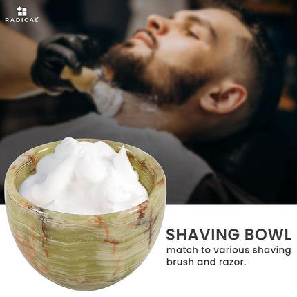 Radical Marble Shaving Bowl 3'' Inches Green Onyx Handmade for Men - Shaving Soap Bowl Barber Accessories, Shaving Kit Bowl for Shaving Gel