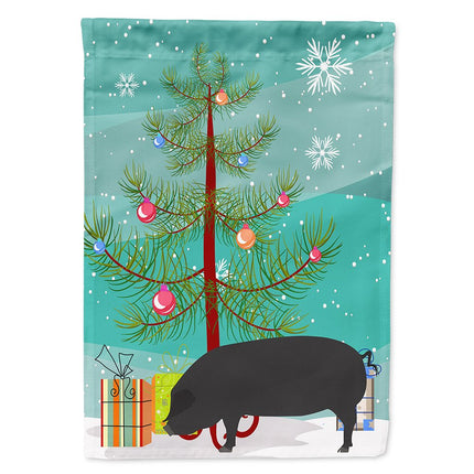 Caroline's Treasures BB9298CHF Bandera de Navidad de Cerdo Negro Grande de Devon, Tamaño de Casa de Lona, Grande, multicolor