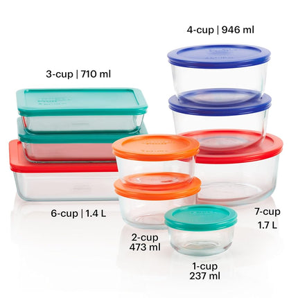 Pyrex 18 Piece Simply Store Food Storage Set, Clear