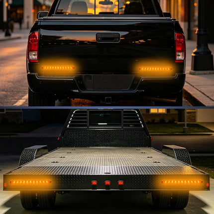 Nilight 2PCS 16Inch 11 LED Amber Trailer Marker ID Bar Stop Brake Turn Signals Tail Light DOT Compliant IP65 Waterproof for Truck Trailer