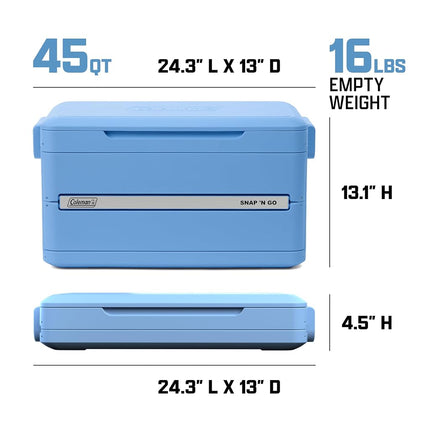 Coleman Snap 'N Go 45QT Collapsible Cooler | Insulated Hard Coolerbox | 42 L Capacity | Keeps Ice for 2 Days | Removable Inner Liner | Ideal for Picnic, Camping and Travel