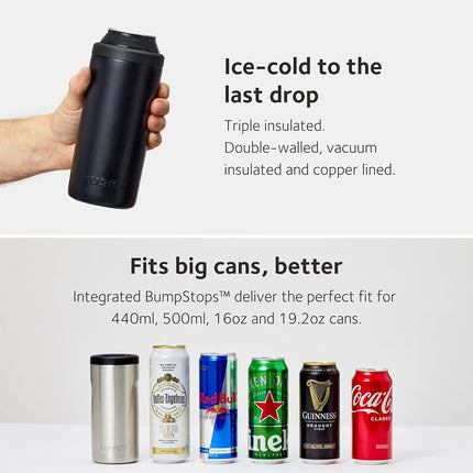 Huski Big Can Cooler | NEW | Premium 440ml & 500ml Beer & Energy Drink Cooler with Detachable 3-in-1 Opener | Triple Insulated | Keeps Cans up to 10x Colder | Doubles as a Tumbler (Brushed Stainless)