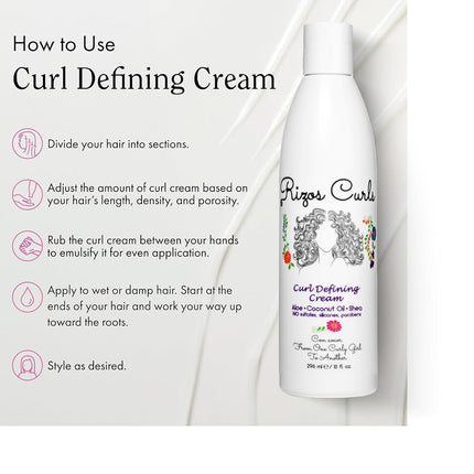 Rizos Curls Curl Defining Cream, Silicone And Paraben Free, 296ml