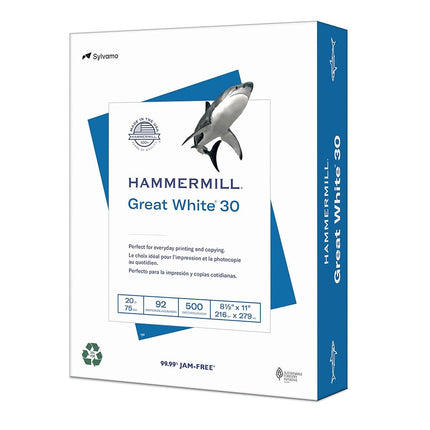 Hammermill Printer Paper, Great White 30% Recycled