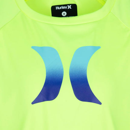 Camiseta de natación Hurley Boys' UPF 50+ Rash Guard, Volt/Icon, 5