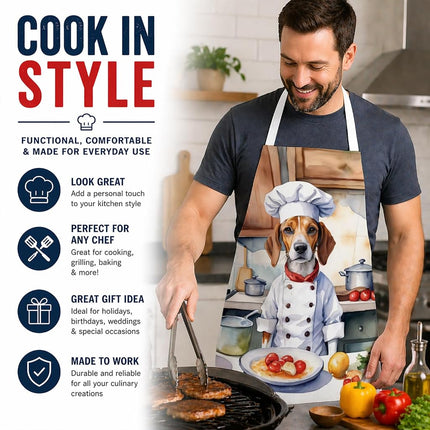 Caroline's Treasures English Foxhound The Chef Apron Cooking Kitchen Server Baking Crafts Gardening for Adult Women Men, Unisex, Large, Multicolor