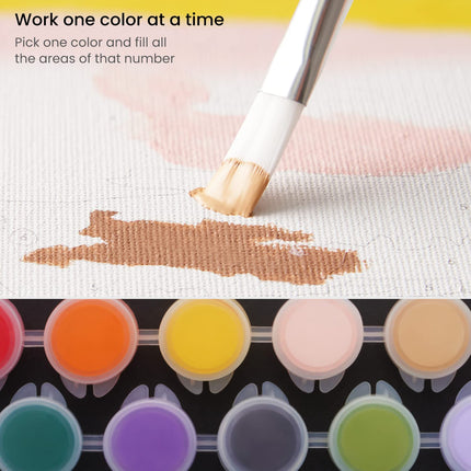 Arteza Paint by Number for Adults, 12x16 Inches, 21 Pieces, Hot-Air Balloon Paint by Numbers Kit, Comes with 1 Canvas Panel, 12 Acrylic Paint Pots, 5 Paintbrushes, Art Supplies for Home & Office Decor