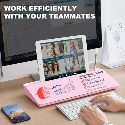 TSJ Office Desktop Whiteboard Dry-Erase-Board - Computer Keyboard Stand White Board Surface Pad with Drawer, Desk Organizers with Accessories for Office, Home, School Supplies