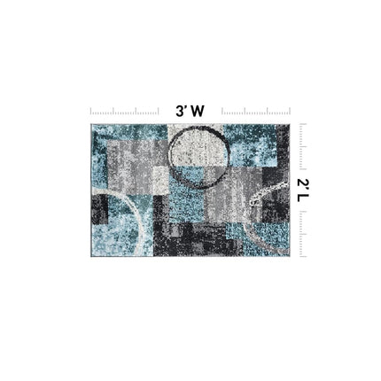 Contemporary Abstract Circle Design Gray Soft 2' x 3' Indoor Area Rug