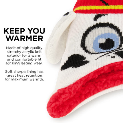 Conjunto de gorro y mitones de invierno Nickelodeon para niños, gorro de bebé Paw Patrol Chase Marshall para edades de 2 a 4 años, blanco/negro, 2-4T