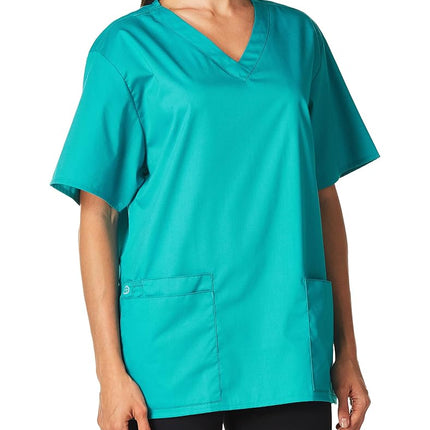WonderWink Women's Plus-Size Wonderwork V-Neck Scrub Top, Teal, 4X-Large