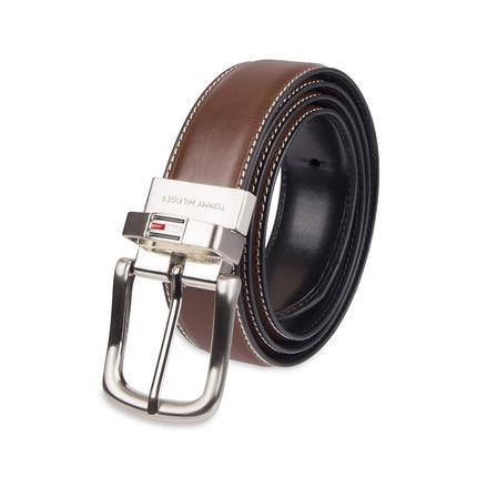 Tommy Hilfiger Men's Reversible Belt, Brown/Black,