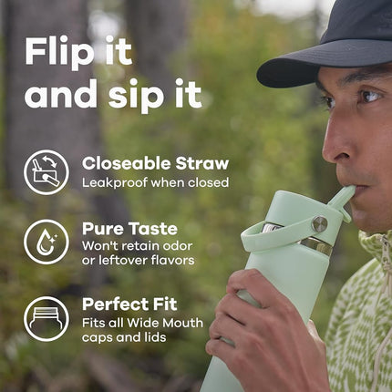 Hydro Flask 24 Oz Wide Flex Straw Cap Bottle - Insulated Stainless Steel - Wide Straw Lid, Non Spill, Leakproof in Reef