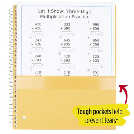 Five Star Spiral Notebooks, 5 Subject, College Ruled Paper, 200 Sheets, 11" x 8-1/2", Teal, Pink, 2 Pack (73509)