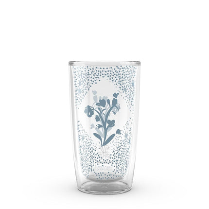 Tervis Heirloomed - Collection florale fabriquée aux États-Unis, gobelet de voyage isotherme à double paroi, garde les boissons froides et chaudes, 47 cl, bleu floral délavé