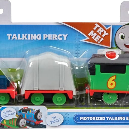 Thomas & Friends Motorized Toy Train Talking Percy Battery-Powered Engine with Sounds & Phrases for Pretend Play Preschool Kids Ages 3+ Years