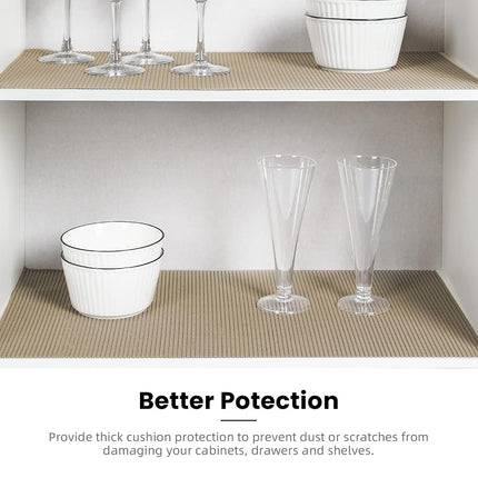 BAGAIL Non-Adhesive Shelf Liner, Thick Strong Grip Drawer Liners for Kitchen Cabinets, Heavy-Duty Easy Cut Cabinet Liners for Shelves, Pantry, Bathroom Cupboards - 45 * 600cm, Beige
