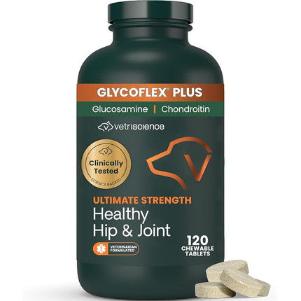 VetriScience Laboratories - GlycoFlex Plus, Hip and Joint for Dogs, 120 Chewable Tablets