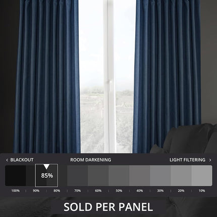 HPD Half Price Drapes Faux Linen Textured Room Darkening Curtains for Bedroom 96 Inches Long (1 Panel), 100W X 96L Extra Wide Curtains for Living Room Home Decor, Denim