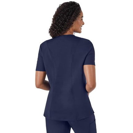Hanes Women's Plus Size Healthcare Top, Moisture-Wicking Stretch Scrub Shirts, Ribbed Back Panel, Athletic Navy, Medium