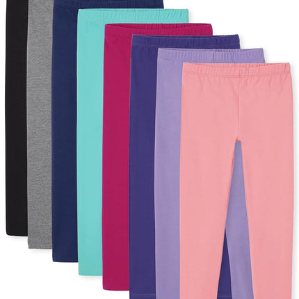The Children's Place Girls' Fashion Leggings 8-Pack, Aqua/Tidal/Dark Purple/Lialac/Fall Fuchsia/Black/Gray/Pale Pink 8 Pack, Medium