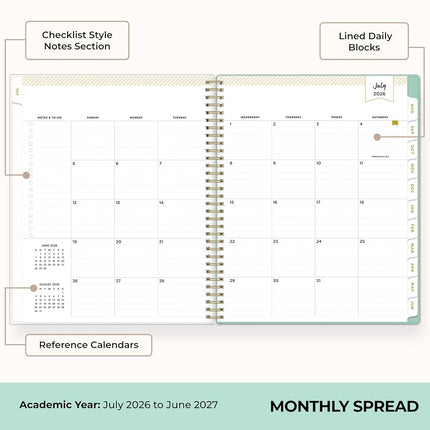 Blue Sky 2026-2027 Weekly & Monthly Academic Planner, 8.5"x11", Palms