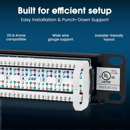 Intellinet Patch Panel, Cat5e, UTP, 24-Port, 1U, Black