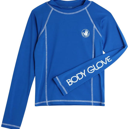 Camisa de natación Body Glove para niños - Protección solar UPF 50+, de secado rápido, manga larga, protector contra erupciones para niños y jóvenes (5-14 años), manga larga azul real, talla 12