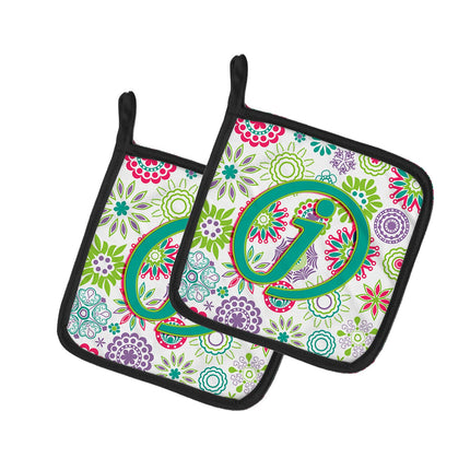 Caroline's Treasures Letter J Flowers Pink Teal Gr