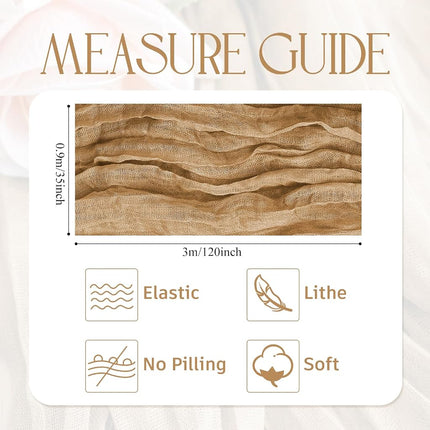 Wokceer Cheesecloth Table Runner Khaki 10FT Boho Gauze Runner for Party