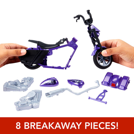 WWE Coffret Figurine Articulée et Véhicule, Undertaker avec Moto Slamcycle à Lancement et Pièces Cassables, HTR84