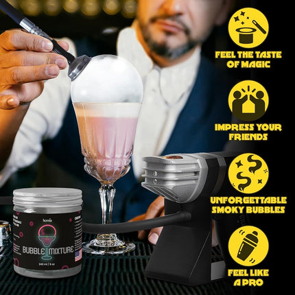 Cocktail Bubble Smoke Gun Mixture - 2 x 8oz Drink Maker and Infuser Accessory - Cold Smoke for Drinks - Pack of 2 - Made in USA