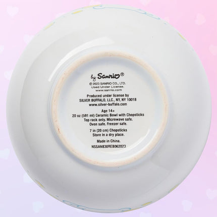 Silver Buffalo Sanrio Cinnamorll Holding Lemon Boxed Ceramic Ramen Bowl with Chopsticks and Spoon 20 Ounces