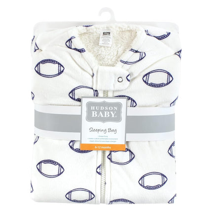 Hudson Baby Unisex Baby Mink with Sherpa Inner Sleeping Bag, Sack, Blanket, Football, 0-6 Months